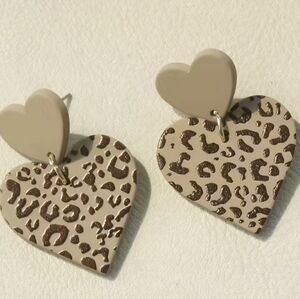 Leopard Print Heart Earrings